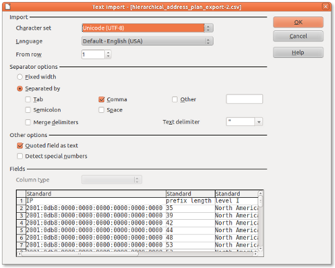 import addressing plan to CSV