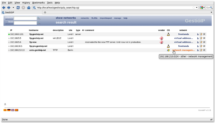 IP address management - quick search