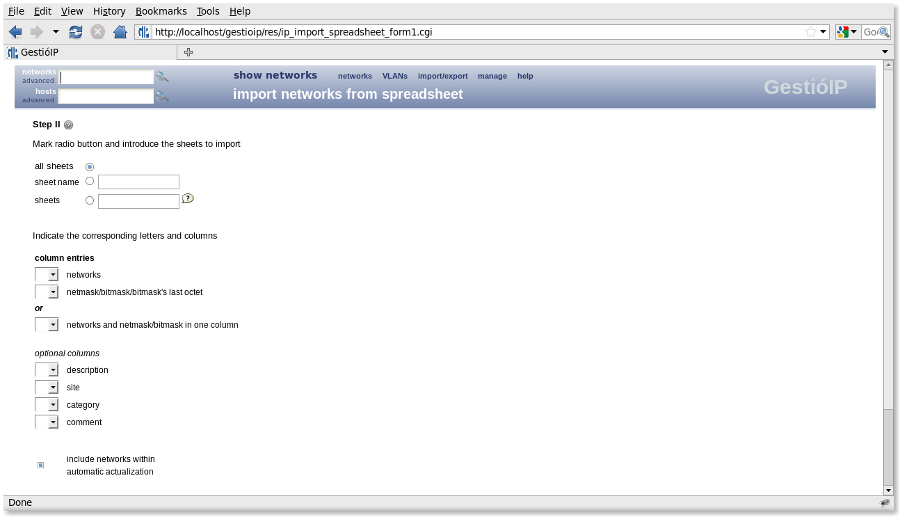 IP address management - import spreadsheet