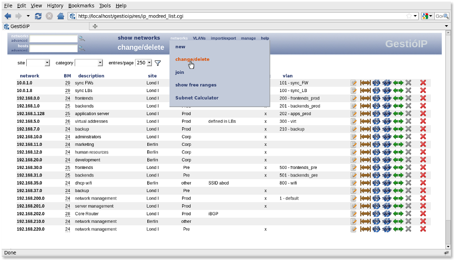 IP address management - Change IP network