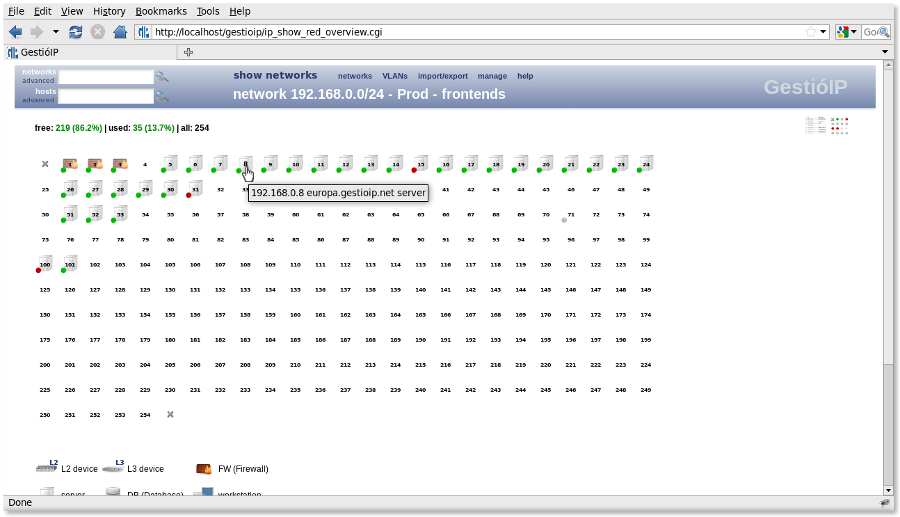 IP address management - host overview