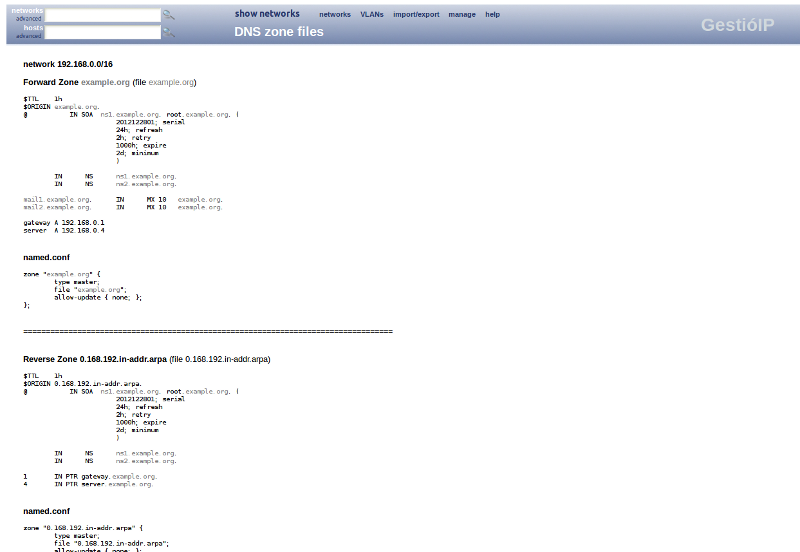 IP address management - DNS zone file generator